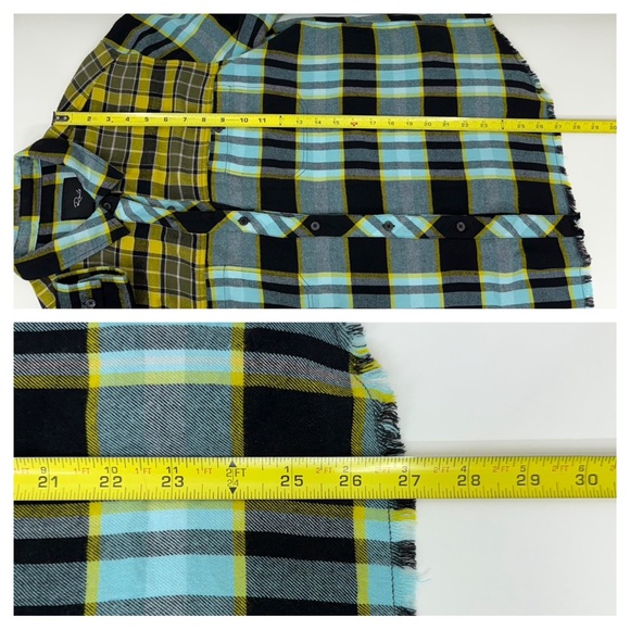 Rails Brando Sky Mixed Plaid Fringe Flannel Soft Button Up Shirt Size Large - Picture 16 of 16